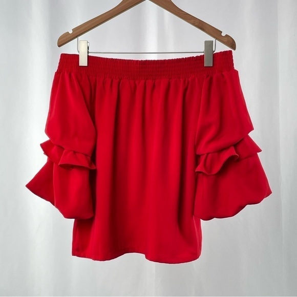 Jade Melody Tam‎ Off The Shoulder Blouse in Red Size Small - Picture 3 of 5